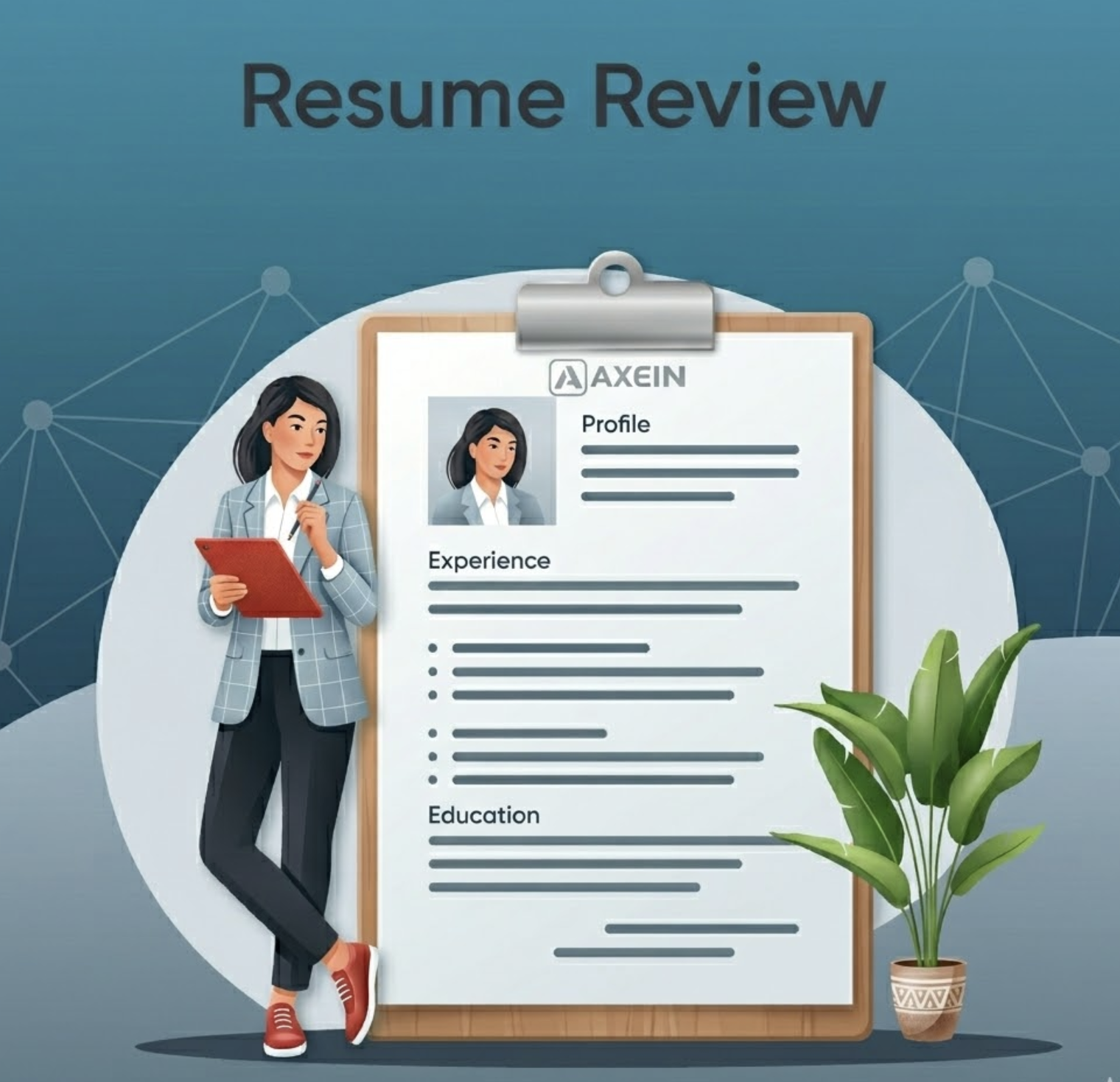 Axein resume review illustration.